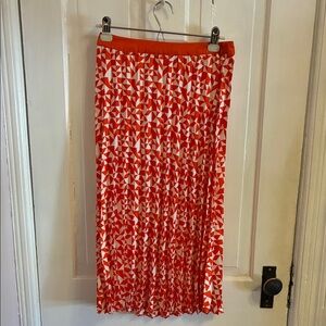 Future Collective by Kahlana Barfield Brown- Orange and White Midi Skirt